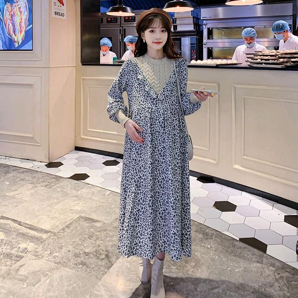 maternity dresses autumn turtleneck floral stitching knitting pregnant women dress fashion printing long loose maxi, White
maternity dresses autumn turtleneck floral stitching knitting pregnant women dress fashion printing long loose maxi, White