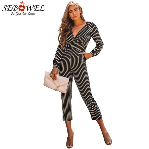 women's jumpsuits & rompers sebowel female striped wrap v neck long sleeve jumpsuit autumn spring 2021 woman romper casual office ladie, Black;white
women's jumpsuits & rompers sebowel female striped wrap v neck long sleeve jumpsuit autumn spring 2021 woman romper casual office ladie, Black;white
