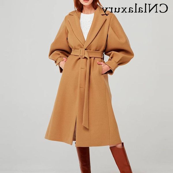 women's wool & blends women autumn winter woolen coat long outerwear camel color puff sleeve coats elegant korean jacket female 2021 ca, Black
women's wool & blends women autumn winter woolen coat long outerwear camel color puff sleeve coats elegant korean jacket female 2021 ca, Black