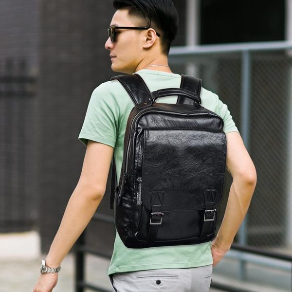 backpack black men leather pu waterproof lapfashion travel bookbag school notebook college bags for man vintage design 2021
backpack black men leather pu waterproof lapfashion travel bookbag school notebook college bags for man vintage design 2021