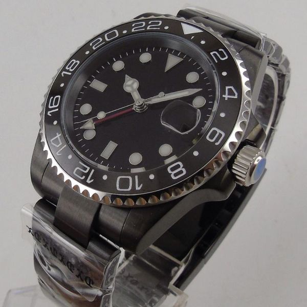 wristwatches 40mm black sterile dial sapphire glass pvd coated gmt ceramic bezel date case back automatic men's wristwatch, Slivery;brown
wristwatches 40mm black sterile dial sapphire glass pvd coated gmt ceramic bezel date case back automatic men's wristwatch, Slivery;brown