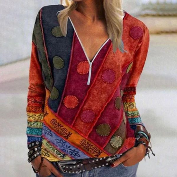 women's t-shirt 2021 spring and summer fashion vintage printed zipper v-neck long sleeve casual plus size soft, White
women's t-shirt 2021 spring and summer fashion vintage printed zipper v-neck long sleeve casual plus size soft, White