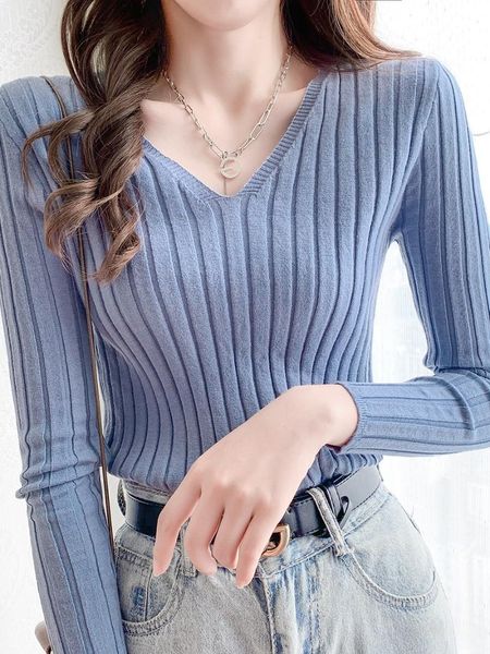 women's sweaters striped sweater jersey mujer 2021 korean fashion autumn winter long-sleeved pullover core-spun v-neck bottoming, White;black
women's sweaters striped sweater jersey mujer 2021 korean fashion autumn winter long-sleeved pullover core-spun v-neck bottoming, White;black