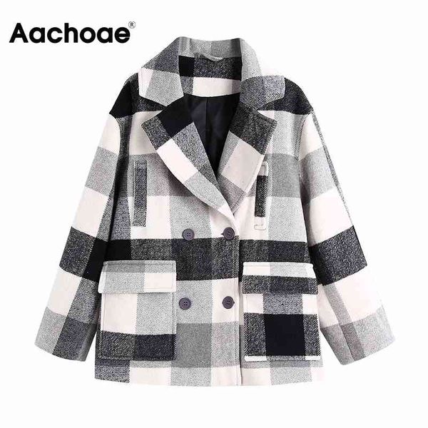 aachoae casual plaid blazer women notched neck elegant lady coat baggy double breasted blazer suits vintage outwear femme veste 210413, White;black
aachoae casual plaid blazer women notched neck elegant lady coat baggy double breasted blazer suits vintage outwear femme veste 210413, White;black