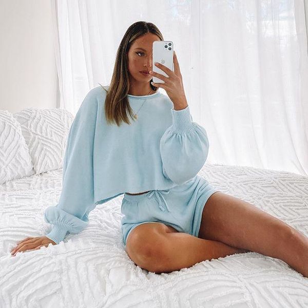 women's tracksuits womens basic two piece set fashion o-neck long sleeved loose sweater+high waist short pants casual suits loungewear, Gray
women's tracksuits womens basic two piece set fashion o-neck long sleeved loose sweater+high waist short pants casual suits loungewear, Gray