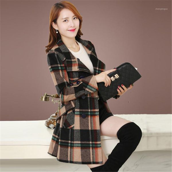 women's wool & blends women plaid overcoat female spring autumn woolen coat femme fashion plus size jacket winter add cotton coatb527, Black
women's wool & blends women plaid overcoat female spring autumn woolen coat femme fashion plus size jacket winter add cotton coatb527, Black