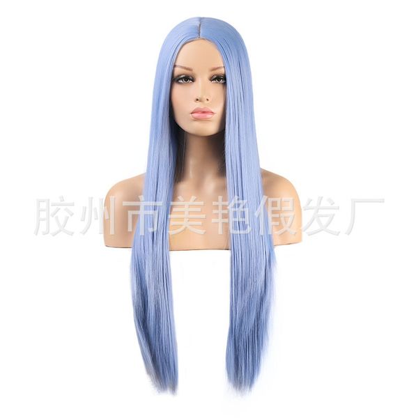 straight blue length 4020 medium hair full mechanism high temperature silk fashion wig elastic net cover, Black
straight blue length 4020 medium hair full mechanism high temperature silk fashion wig elastic net cover, Black
