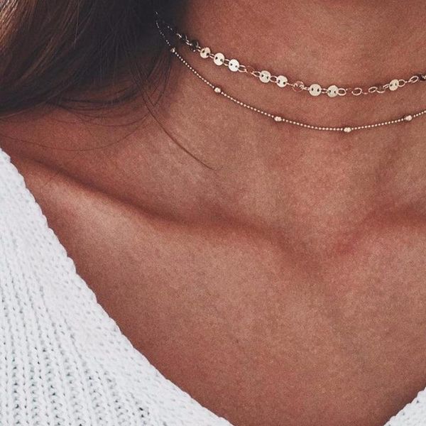 chokers disc double layer necklace bead chain gold-plated silver color jewelry for women aesthetic, Golden;silver
chokers disc double layer necklace bead chain gold-plated silver color jewelry for women aesthetic, Golden;silver