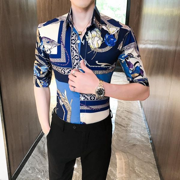 men's casual shirts british style summer men print shirt fashion 2021 half sleeve for slim fit streetwear blouse clothing, White;black
men's casual shirts british style summer men print shirt fashion 2021 half sleeve for slim fit streetwear blouse clothing, White;black