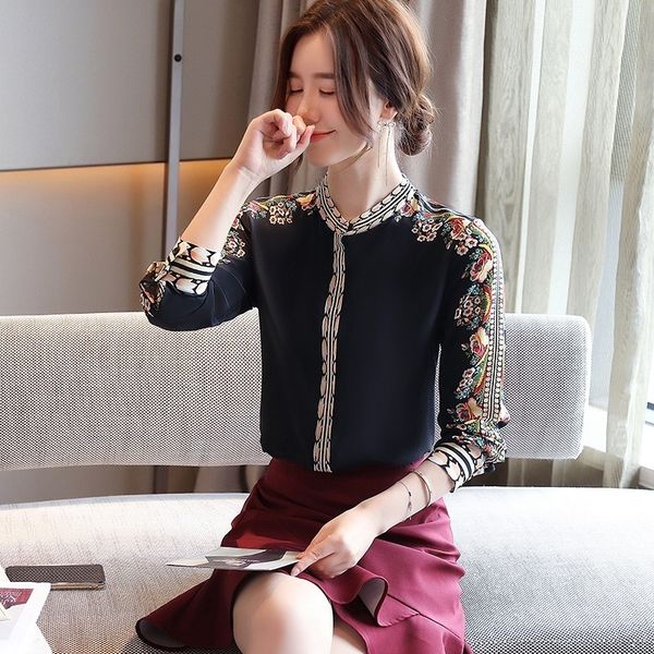 dress black shirt long sleeve blouse 2021 autumn fashion stand collar print women blusas, White
dress black shirt long sleeve blouse 2021 autumn fashion stand collar print women blusas, White