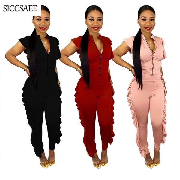 women's jumpsuits & rompers zipper front womens jumpsuit long pants one piece overalls ruffles solid color casual mono mujer summer sty, Black;white
women's jumpsuits & rompers zipper front womens jumpsuit long pants one piece overalls ruffles solid color casual mono mujer summer sty, Black;white