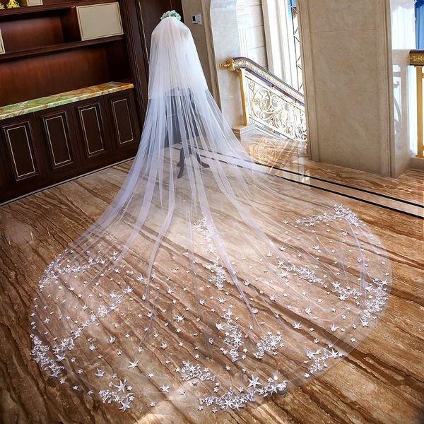 bridal veils star lace cathedral length veil 2 layers wedding with comb real po, Black
bridal veils star lace cathedral length veil 2 layers wedding with comb real po, Black
