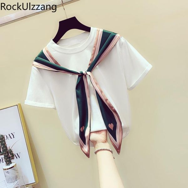 patchwork scarf lace up bow contrast short sleeve t-shirt summer fashion plus size t shirt korean women clothing tee cotton women's, White
patchwork scarf lace up bow contrast short sleeve t-shirt summer fashion plus size t shirt korean women clothing tee cotton women's, White