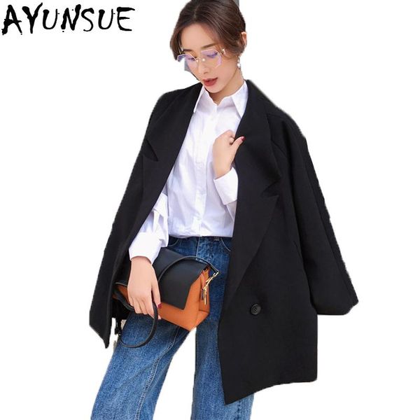 women's suits & blazers ayunsue 2021 autumn winter long loose suit jacket work wear blaser feminino chaquetas para mujer oficina lx2140, White;black
women's suits & blazers ayunsue 2021 autumn winter long loose suit jacket work wear blaser feminino chaquetas para mujer oficina lx2140, White;black