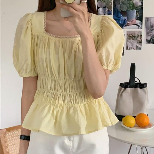 women's blouses & shirts alien kitty korean romance retro women hollow out solid summer 2021 fashion square collar casual chic all mat, White
women's blouses & shirts alien kitty korean romance retro women hollow out solid summer 2021 fashion square collar casual chic all mat, White
