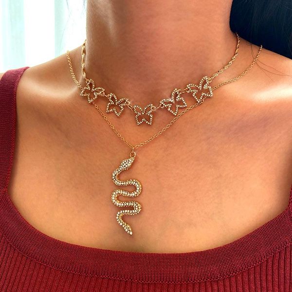 pendant necklaces fashion crystal snake necklace for women gold color hollow butterfly chain choker statement party jewelry gift, Silver
pendant necklaces fashion crystal snake necklace for women gold color hollow butterfly chain choker statement party jewelry gift, Silver