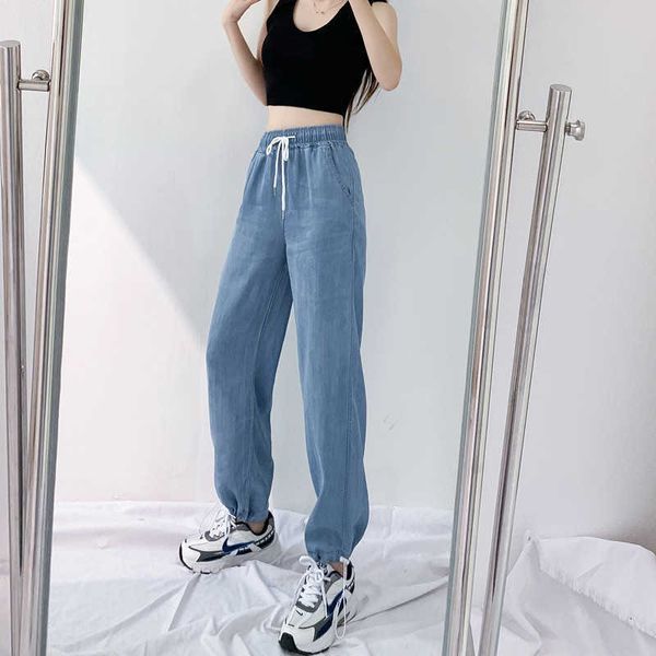 tencel 2021 summer jeans women's harlem pants thin high waist loose legged nine point ice silk, Blue
tencel 2021 summer jeans women's harlem pants thin high waist loose legged nine point ice silk, Blue