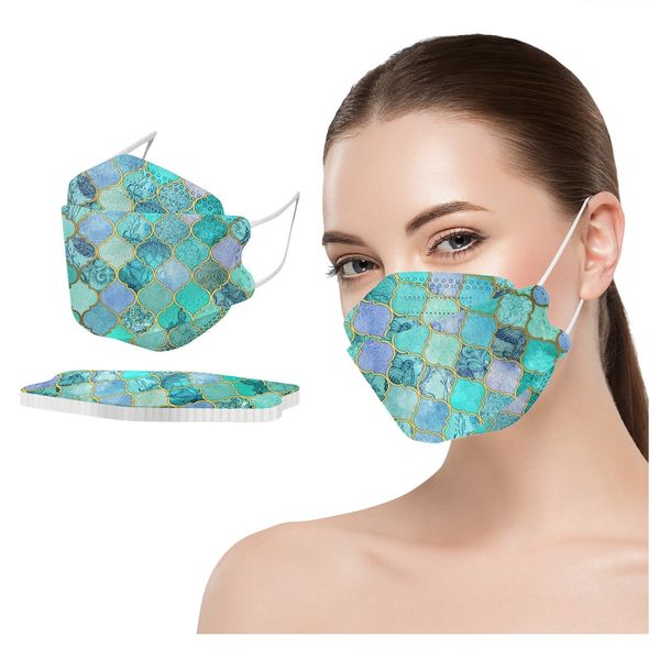 kf94 korean fish mouth printed with scallop shape folding three-dimensional four layer protective mask