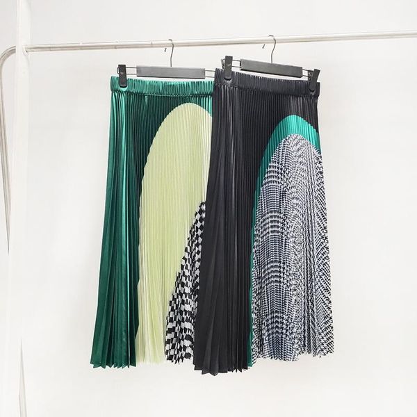 skirts selling miyake fashio print pleated skirt wais in stock, Black