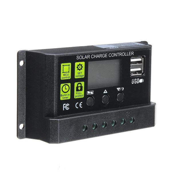 pwm 10a 12v/24v auto solar panel charge controller battery charge- adapter lcd usb 
pwm 10a 12v/24v auto solar panel charge controller battery charge- adapter lcd usb