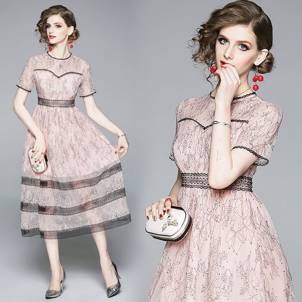 boutique dress 2021 celebrity fashion pink lace swing skirt temperament mid length slim, Black;pink
boutique dress 2021 celebrity fashion pink lace swing skirt temperament mid length slim, Black;pink