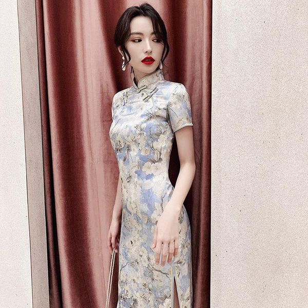 ethnic clothing 2022 temperament retro chinese style french cheongsam long improved version of young girls dress summer., Red
ethnic clothing 2022 temperament retro chinese style french cheongsam long improved version of young girls dress summer., Red