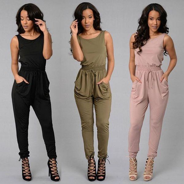 women's jumpsuits & rompers woman full-length sleeveless o-neck solid pink black army female elastic waist jumpsuit, Black;white
women's jumpsuits & rompers woman full-length sleeveless o-neck solid pink black army female elastic waist jumpsuit, Black;white