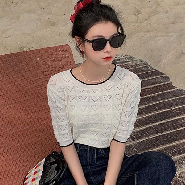 women's t-shirt summer women t shirt round neck hollow college wind patchwork sweet simple regular loose short sleeve t-shirts, White
women's t-shirt summer women t shirt round neck hollow college wind patchwork sweet simple regular loose short sleeve t-shirts, White