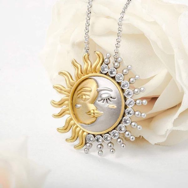 pendant necklaces gold sliver color two tone yellow sun moon charm necklace celestial fine jewelry for women, Silver
pendant necklaces gold sliver color two tone yellow sun moon charm necklace celestial fine jewelry for women, Silver