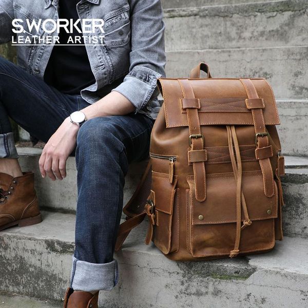 backpack s.worker genuine leather men's large capacity vintage paratroopers package travel bags retro style
backpack s.worker genuine leather men's large capacity vintage paratroopers package travel bags retro style