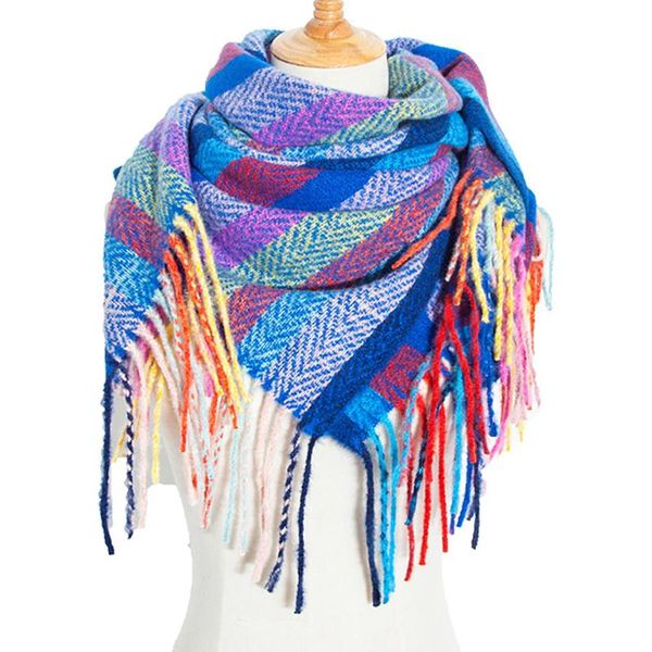 scarves women scarf square tassel winter warm accessories female, Blue;gray