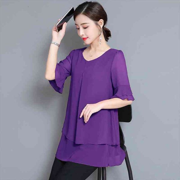 summer mid-length chiffon blouse plus size 4xl obesity women short sleeve beautiful self-cultivati shirt blouse show thin, White
summer mid-length chiffon blouse plus size 4xl obesity women short sleeve beautiful self-cultivati shirt blouse show thin, White