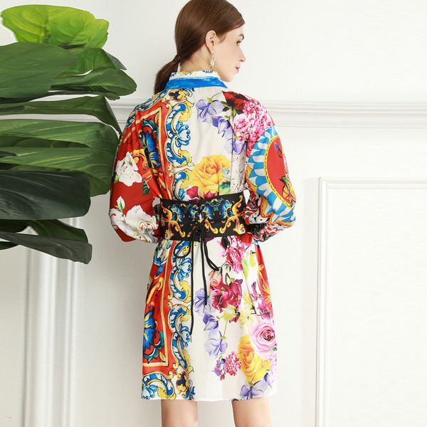 elegant spring fashions shirt lantern floral femme robe loose dress, Black;gray
elegant spring fashions shirt lantern floral femme robe loose dress, Black;gray