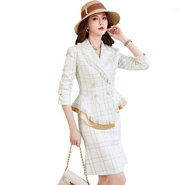 two piece dress elegant winter thick ladies ruffle blazer and skirt suit of business work wear white black plaid formal 2 set
two piece dress elegant winter thick ladies ruffle blazer and skirt suit of business work wear white black plaid formal 2 set