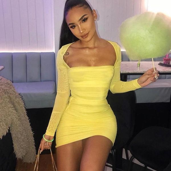 casual dresses women summer autumn bandage yellow dress 2021 square collar long sleeve slim elastic bodycon party, Black;gray
casual dresses women summer autumn bandage yellow dress 2021 square collar long sleeve slim elastic bodycon party, Black;gray