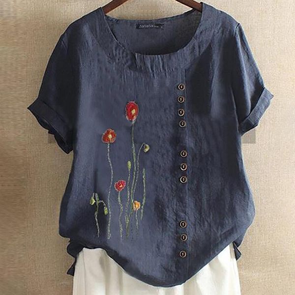 blouse et chemisier femme women vintage print o-neck floral button shirt short sleeves clothes for women's blouses & shirts, White
blouse et chemisier femme women vintage print o-neck floral button shirt short sleeves clothes for women's blouses & shirts, White