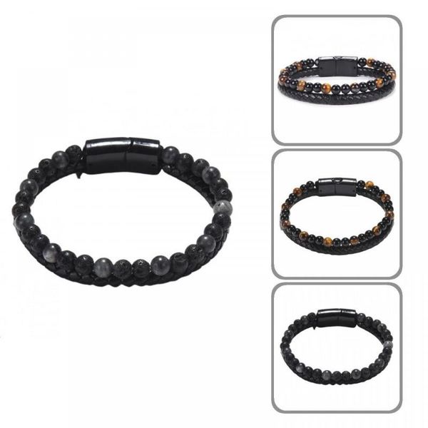 link, chain fashion men natural stone beads magnetic clasp bracelet bangle jewelry gift, Black
link, chain fashion men natural stone beads magnetic clasp bracelet bangle jewelry gift, Black