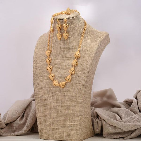 earrings & necklace african jewelry set nigerian wedding for women heart bridal gold color dubai bride gift, Silver
earrings & necklace african jewelry set nigerian wedding for women heart bridal gold color dubai bride gift, Silver
