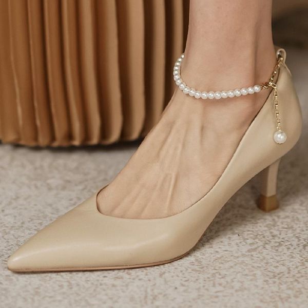 women's genuine leather thin high heel pointed toe slip-on pumps elegant ladies beading ankle buckle fringe evening dress shoes, Black
women's genuine leather thin high heel pointed toe slip-on pumps elegant ladies beading ankle buckle fringe evening dress shoes, Black