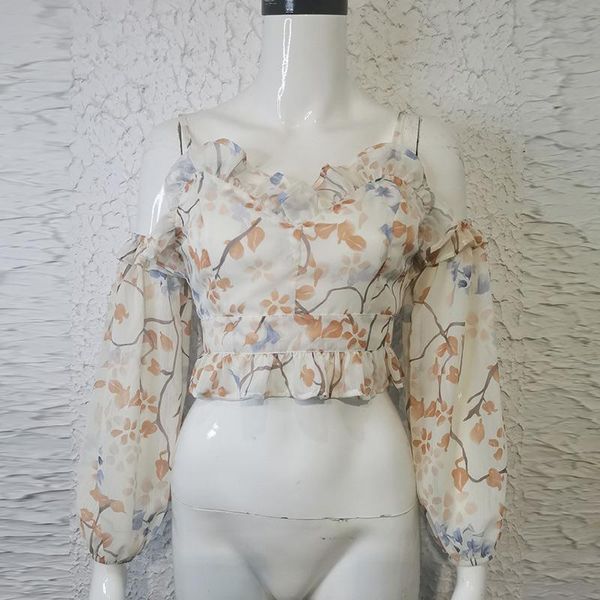 women's blouses & shirts all-match retro chiffon long sleeve ladies sling print ruffle polyester off shoulder party club female 202, White
women's blouses & shirts all-match retro chiffon long sleeve ladies sling print ruffle polyester off shoulder party club female 202, White