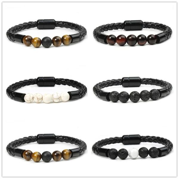 charm bracelets fashion natural stone black braided leather for men magnet clasp tiger eye beads jewelry women, Golden;silver
charm bracelets fashion natural stone black braided leather for men magnet clasp tiger eye beads jewelry women, Golden;silver