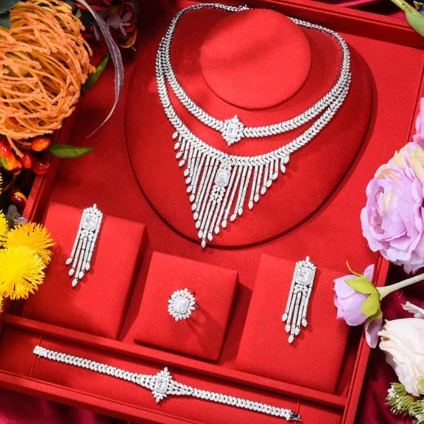 earrings & necklace soramoore 4 pcs shiny full cubic zirconia luxury princess bangle ring jewelry set brides wedding jewellery, Silver
earrings & necklace soramoore 4 pcs shiny full cubic zirconia luxury princess bangle ring jewelry set brides wedding jewellery, Silver