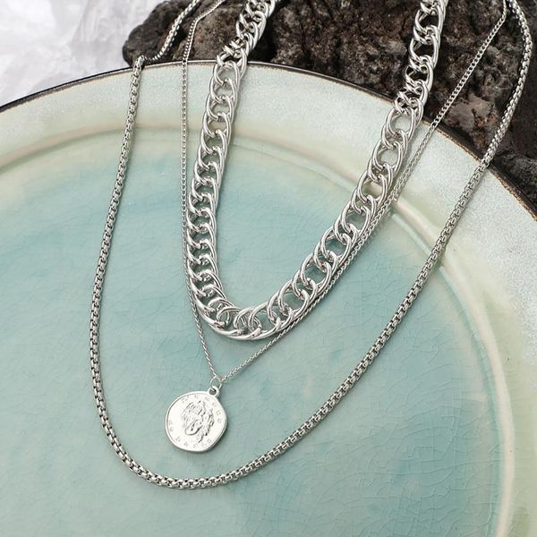 Pendant Necklaces 17km Vintage Multi-layer Coin Chain Choker Necklace For Women Gold Silver Color Fashion Portrait Chunky Jewelry
Pendant Necklaces 17km Vintage Multi-layer Coin Chain Choker Necklace For Women Gold Silver Color Fashion Portrait Chunky Jewelry