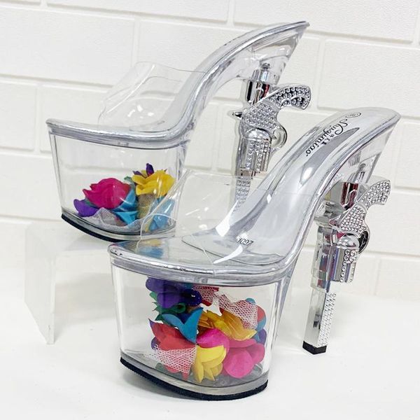 women high heel slippers crystal wedge flower platform non-slip thick bottom 18cm gun model, Black
women high heel slippers crystal wedge flower platform non-slip thick bottom 18cm gun model, Black