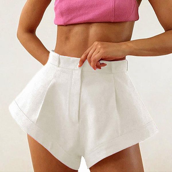 women's shorts casual high waist buttons women solid wide leg pants female elegant loose short bottom clothing 2021 summer, White;black
women's shorts casual high waist buttons women solid wide leg pants female elegant loose short bottom clothing 2021 summer, White;black