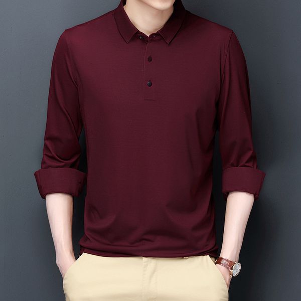lapel middle-aged dad ice polo shirt thin 2021 mulberry silk men's spring and autumn long sleeve t-shirt men, Black
lapel middle-aged dad ice polo shirt thin 2021 mulberry silk men's spring and autumn long sleeve t-shirt men, Black
