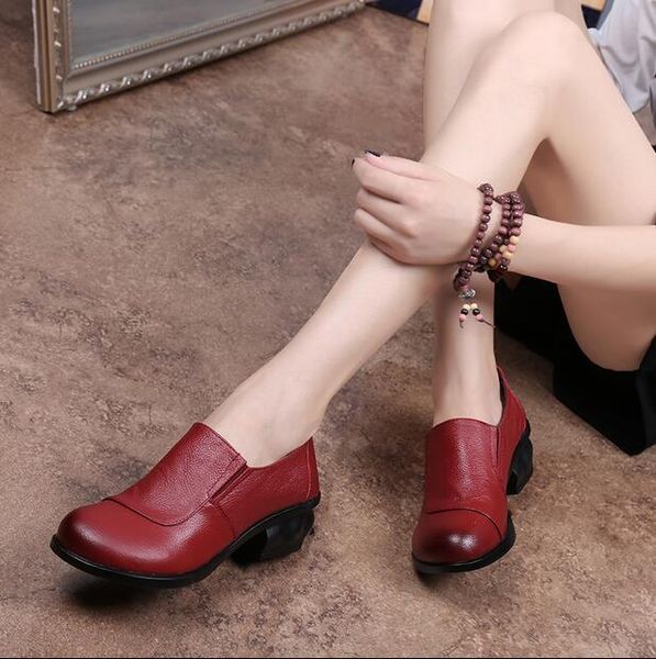 2021 genuine leather shoes pumps office ladies shoes black 1