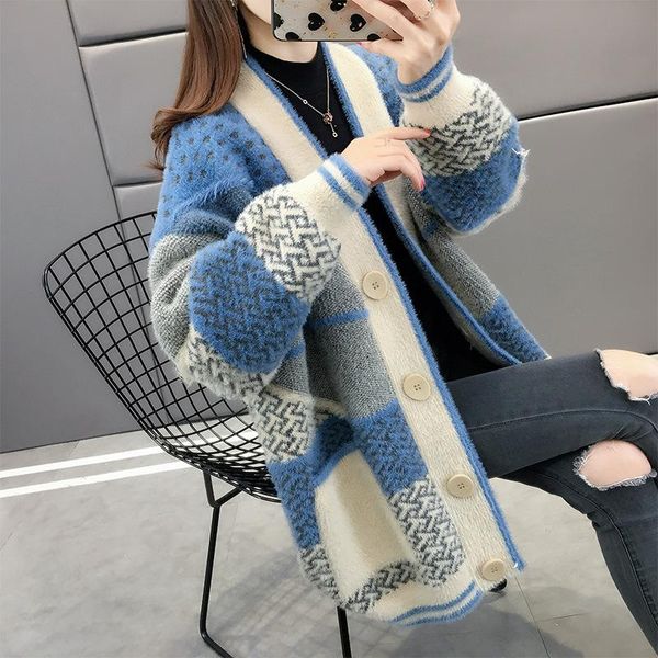women's trench coats mink fleece knitted cardigan jacket windbreaker autumn clothes loose ladies sweater outer wear spring all-match, Tan;black
women's trench coats mink fleece knitted cardigan jacket windbreaker autumn clothes loose ladies sweater outer wear spring all-match, Tan;black