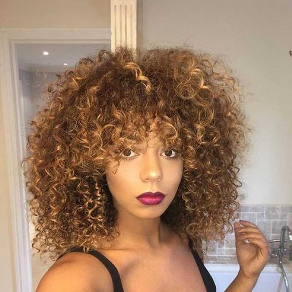 synthetic wigs for black women omber afro kinky curly short with bangs high temperature fiber blonde brown
synthetic wigs for black women omber afro kinky curly short with bangs high temperature fiber blonde brown