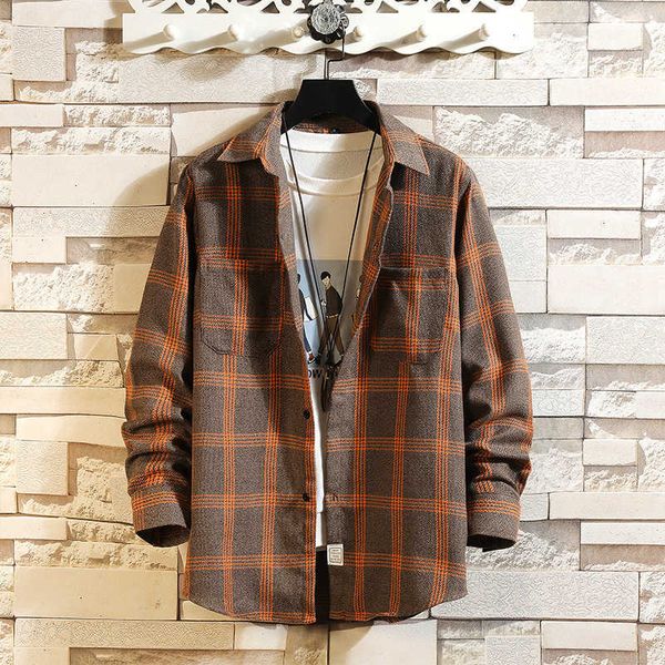men's polos casual spring autumn plaid shirt men long sleeve japan style streetwear plus size m-5xl clothes e9rm, White;black
men's polos casual spring autumn plaid shirt men long sleeve japan style streetwear plus size m-5xl clothes e9rm, White;black